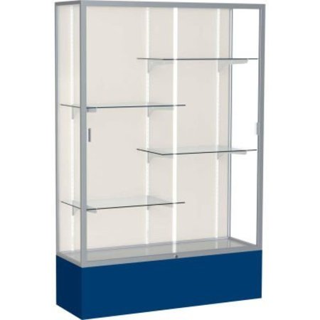 WADDELL DISPLAY CASE OF GHENT Spirit Display Case Navy Base, Satin Frame, Fabric Back 48"W x 16"D x 72"H 374PB-SN-NY